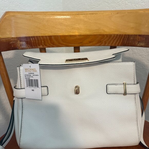 Michael Kors Karson Medium Satchel – Optic White Pebbled Leather - Picture 2 of 4